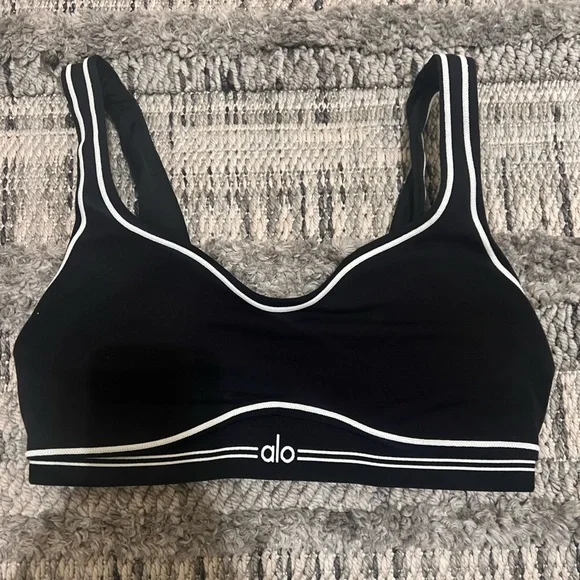 Alo Yoga Airbrush Heart Throb Bra Medium Black & White - Picture 8 of 9